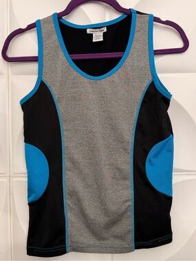Athletic Colorblock Camisole Tank - Gray with Blue Accents